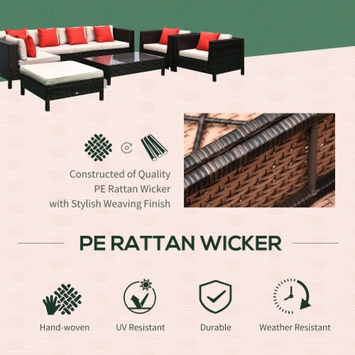 Outside Sitting & Conversation Sofa Set w/ Thick Sofa Cushions & Tea Table, Sand Perspective: right