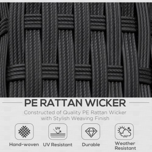 Outside Rattan Wicker Chair Loveseat Set for Patio w/ Glass Coffee Table, Black Perspective: right