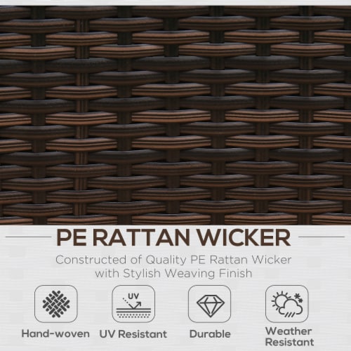 Outside Rattan Wicker Chair Loveseat Set for Patio w/ Glass Coffee Table, Brown Perspective: right