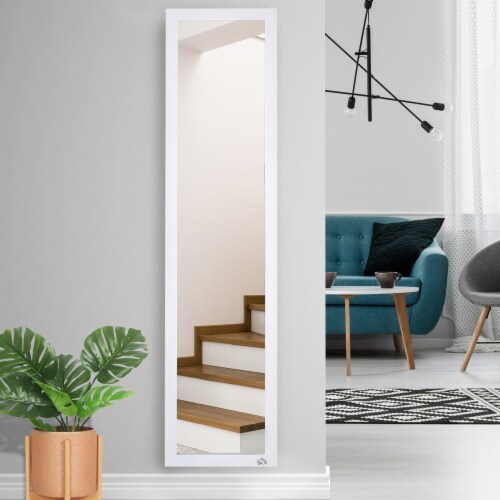 62.5  Freestanding Full Body Bedroom Mirror, Wall Mounted Dressing Mirror White Perspective: right