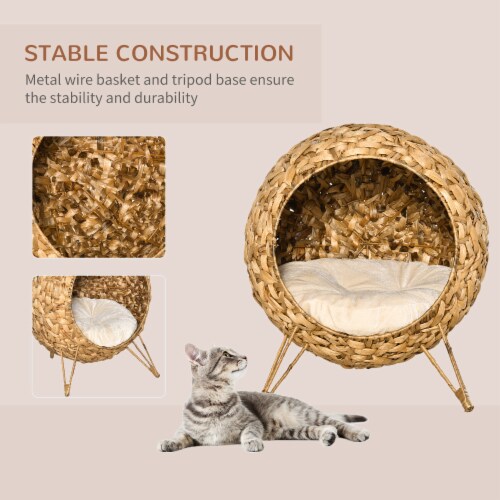 Rattan Basket Pet Dome and Animal Bed with Metal Tripod for Stability Natural 1 Unit Mariano s