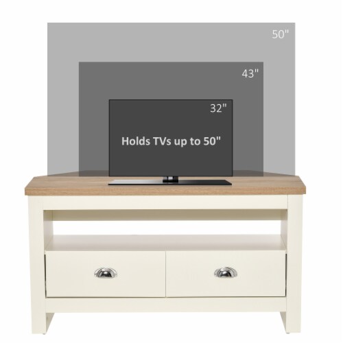 TV Stand Corner Unit for TVs up to 50 Inch w/ Drawers