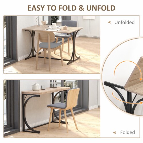 47  Folding Dining Table, Rectangular Breakfast Table with Metal Frame Perspective: right