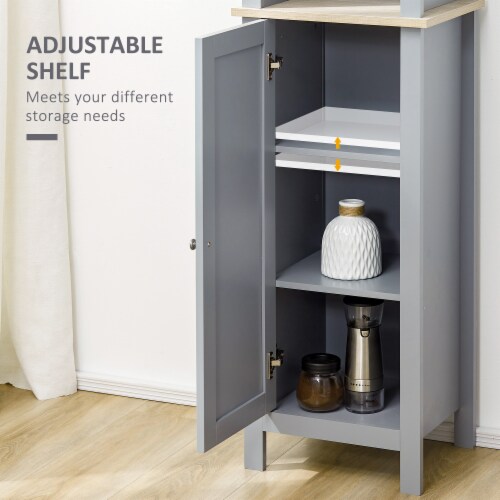66  Grey Storage Organizer, Thin Bathroom Cabinet, Space Saver w/ 2 Tier Shelves Perspective: right