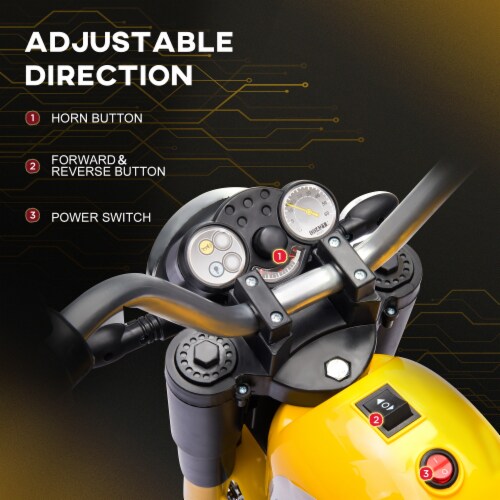 Kids 6V Electric Motorcycle Ride-On Toy Battery 18 - 36 Months Yellow Perspective: right