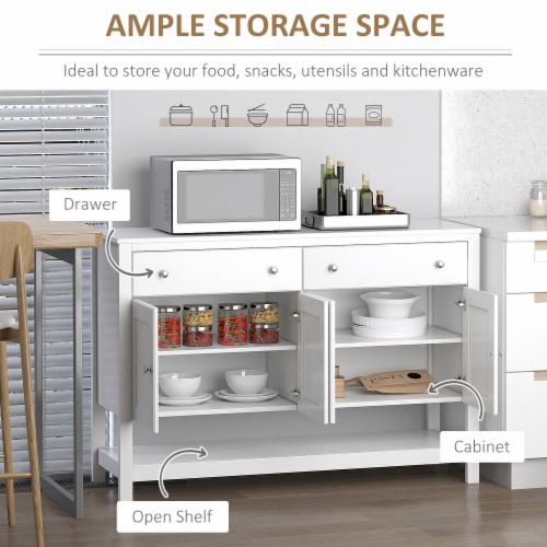47  Modern Kitchen Sideboard Buffet Storage Cabinet w/ Adjustable Shelves, White Perspective: right