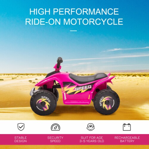 6V Kids Electric Ride on Car ATV Toy Forward Reverse for 3-5 Years Old Pink Perspective: right