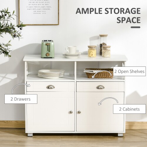 Modern Server Buffet Credenza with Adjustable Shelves and Cross Bar Design Perspective: right