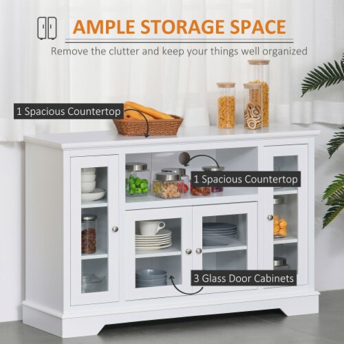 Kitchen Storage Buffet w/Large Countertop, Adjustable Shelves, & 4 Door Cabinets Perspective: right