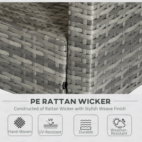 4-pc Outside Deck & Balcony Wicker Furniture Set w/ Seating & Coffee Table Grey Perspective: right
