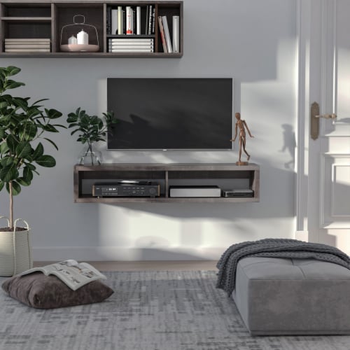 dark grey floating tv stand