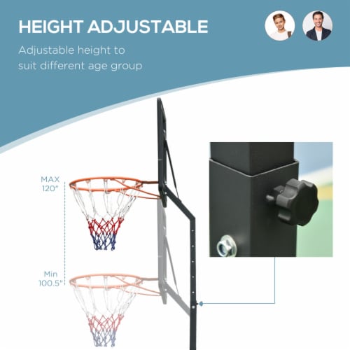 Aosom Poolside Basketball Hoop Stand Portable Basketball System Goal,  Adjustable Height 3'-4', 30 Backboard