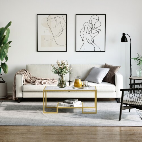 Modern Living Room Side End Table with Underneath Storage Shelf, White