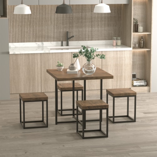 Compact 5 PC Contemporary Breakfast Nook Collection w Sturdy