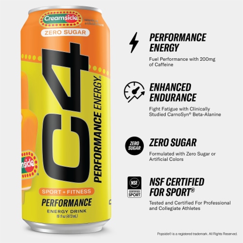 C4 Performance Creamsicle Energy Drink Can Perspective: right