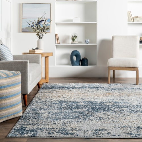 nuLOOM Wilde Abstract Distressed Area Rug in Blue Perspective: right