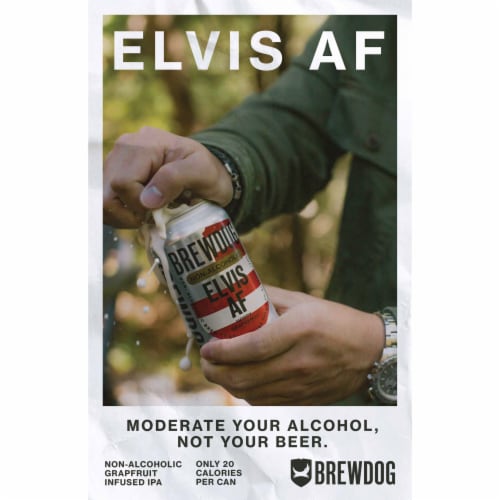 BrewDog Elvis AF Hoppy Grapefruit Non-Alcoholic Craft Beer Perspective: right