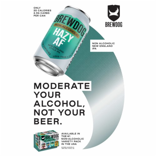 BrewDog Hazy AF New England Style Hazy Non-Alcoholic Craft Beer Perspective: right