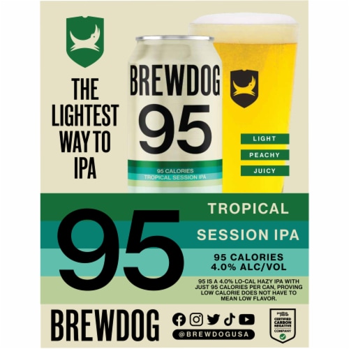 BrewDog 95 Tropical Session IPA Low Cal Craft Beer Perspective: right