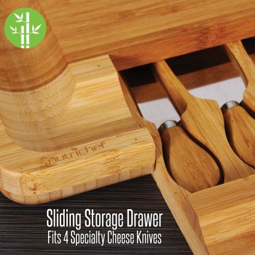 NutriChef PKCZBD10 Bamboo Cheese Cutting Board Perspective: right