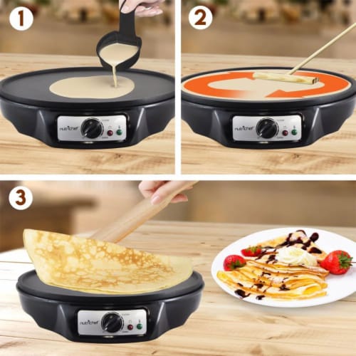 NutriChef Electric Nonstick Griddle Crepe Injera Maker Hot Plate Cooktop, Black Perspective: right