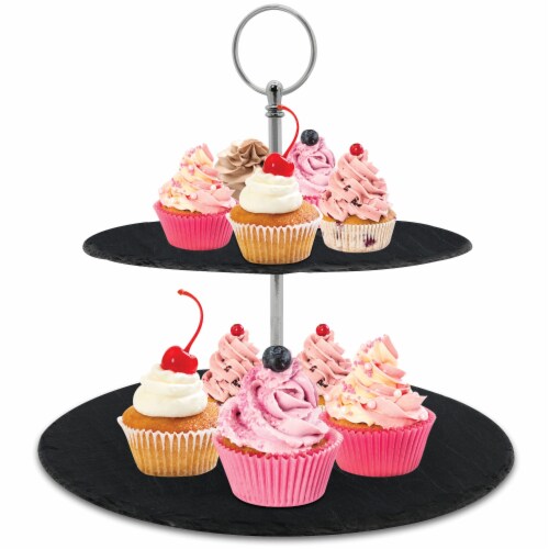 Nutrichef PKCKSTD10 2-Tier Cake Stand Tower Tray Perspective: right
