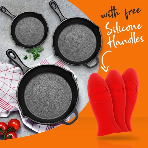 Wolfgang Puck 3-Piece Stainless Steel Skillet Set, Scratch-Resistant Non-Stick Coating