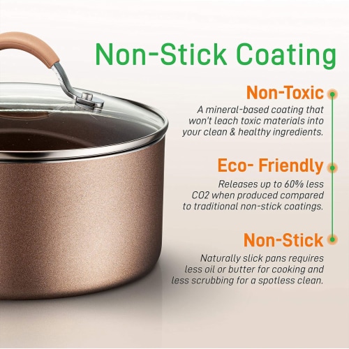 NutriChef Nonstick Cooking Kitchen Cookware Pots and Pans, 20 Piece Set, Bronze Perspective: right