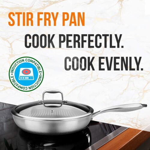 Nutrichef Stainless Steel Stir Fry Pan With Lid 10 Inch Perspective: right