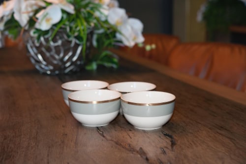 Harry Potter Hogwarts Emblem White & Grey Ceramic Bowl Collection | Set of 4 Perspective: right