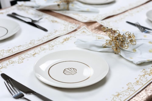 Disney The Little Mermaid Scallop Porcelain 7" Salad / Dessert Plate | Set of 4 Perspective: right