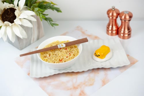 Gudetama The Lazy Egg Chopstick Set & Ceramic Holder | Reusable Chopsticks Set Perspective: right