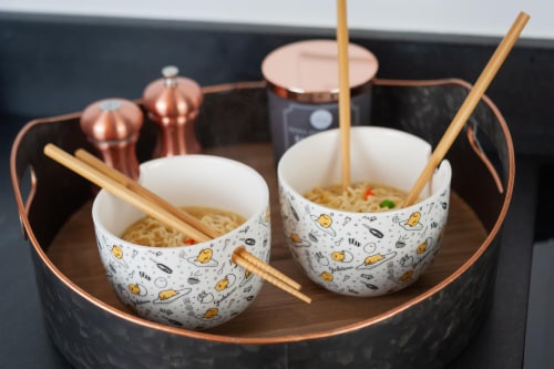 Gudetama 2 Pack 4 inch Ceramic Bowl & Chopstick Set Perspective: right