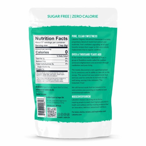 Lakanto Organic Classic Monk Fruit Sweetener - White Sugar Substitute (1 lb) Perspective: right