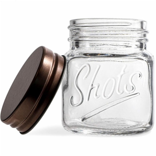 BarConic 2 oz Mini Mason Jar Shot Glass Mini Mason Lids - 12 Pack