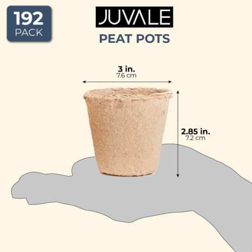 Juvale Peat Pots for Seedlings (192 Pack) Round, 3 Inches Perspective: right