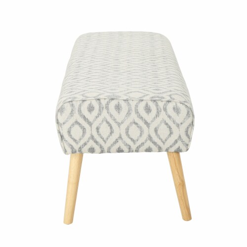 Petty Mid Century Boho Fabric Ottoman, Charcoal Cat Eye Pattern Perspective: right
