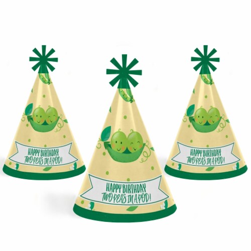 Big Dot of Happiness Double the Fun Twins Two Peas in a Pod Cone Birthday Party Hats 8 Ct Perspective: right