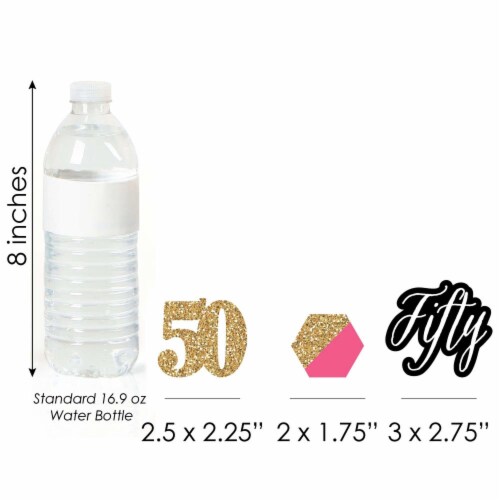 Big Dot of Happiness Chic 50th Birthday - Pink Black & Gold Cupcake Toppers Treat Picks 24 Ct Perspective: right