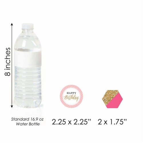 Big Dot of Happiness Chic Happy Birthday - Pink Black Gold Cupcake Toppers Treat Picks 24 Ct Perspective: right