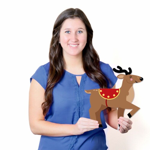 Big Dot of Happiness Santa's Reindeer - Lawn Decor - Santa Claus Christmas Yard Signs 8 Ct Perspective: right