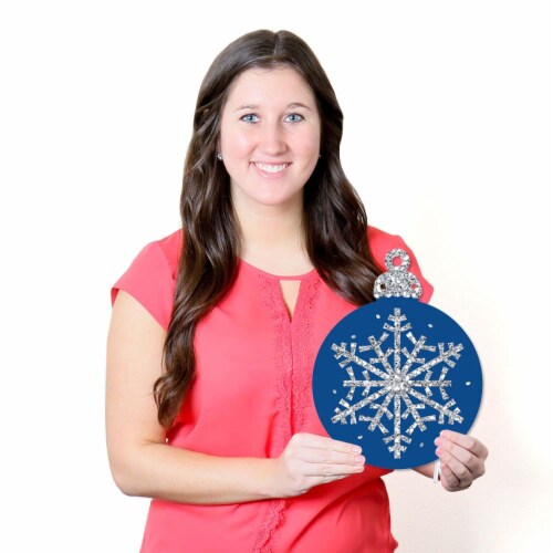 Big Dot of Happiness Hanging Blue & Silver Ornaments Outdoor Christmas Porch Tree Decor 10 Pc Perspective: right