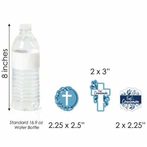 Big Dot of Happiness First Communion Blue Elegant Cross Cupcake Toppers Treat Picks 24 Ct Perspective: right