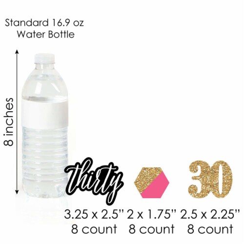 Big Dot of Happiness Chic 30th Birthday Pink & Gold Cupcake Wrappers & Treat Picks Kit 24 Ct Perspective: right
