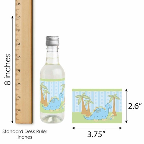 Big Dot of Happiness Baby Boy Dinosaur - Mini Wine Bottle Label Stickers - Party Favor 16 Ct Perspective: right