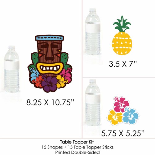 Big Dot of Happiness Tiki Luau - Hawaiian Party Centerpiece Sticks - Table Toppers - 15 Ct Perspective: right