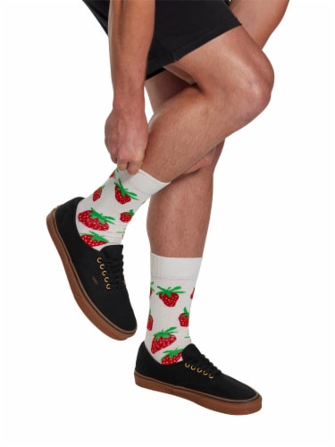Pair of Thieves Ready for Anything Men's Cushioned Crew Socks - Cream Strawberries Perspective: right