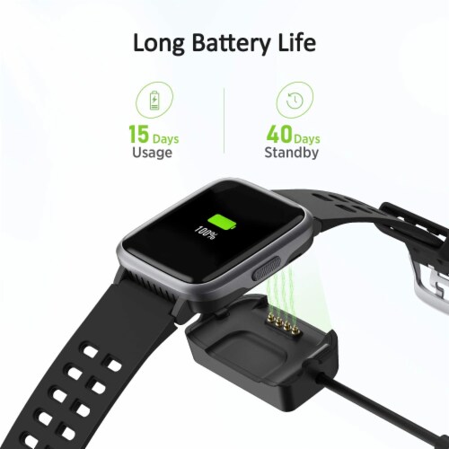 Letsfit Smartwatch Heart Rate Monitor Step Counter ID205 - Blue Perspective: right