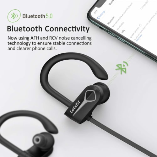 Letsfit U8L Bluetooth Headphones - Black/Gray Perspective: right