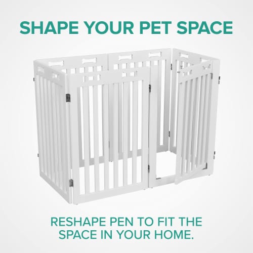 Arf pets free standing wood dog gate with walk through door cheap